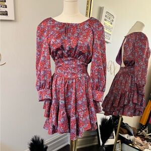 For Love And Lemons Multicolored Long Sleeve Sundress